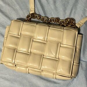 Chic Cream Woven Crossbody Bag